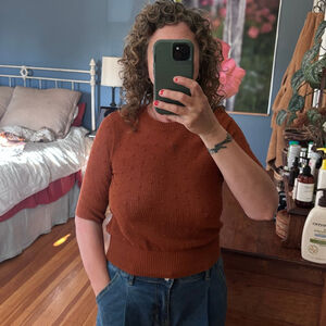 Women's Unbranded Rust Crew Neck Sweater Standard M